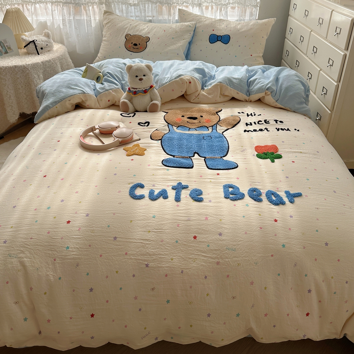 91家纺网 家纺一手货源 找家纺 盼季家纺 2025年A类毛巾绣水洗棉床上用品四件套学生宿舍床单被套三件套（含买家秀） 毛巾绣-绅士崽崽