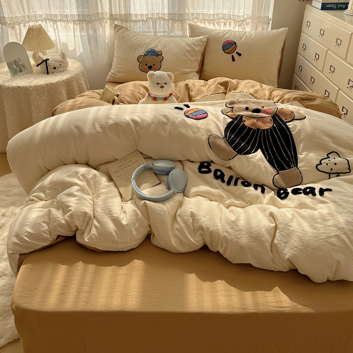 91家纺网 家纺一手货源 找家纺 盼季家纺 2025年A类毛巾绣水洗棉床上用品四件套学生宿舍床单被套三件套（含买家秀） 毛巾绣-足球宝贝