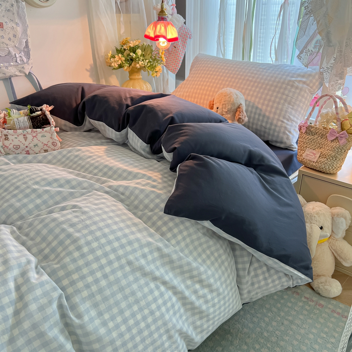 91家纺网 家纺一手货源 找家纺 （总）盼季家纺 2025新款奶油风小清新学生宿舍床上三件套寝室上下铺床单被套床笠三件套