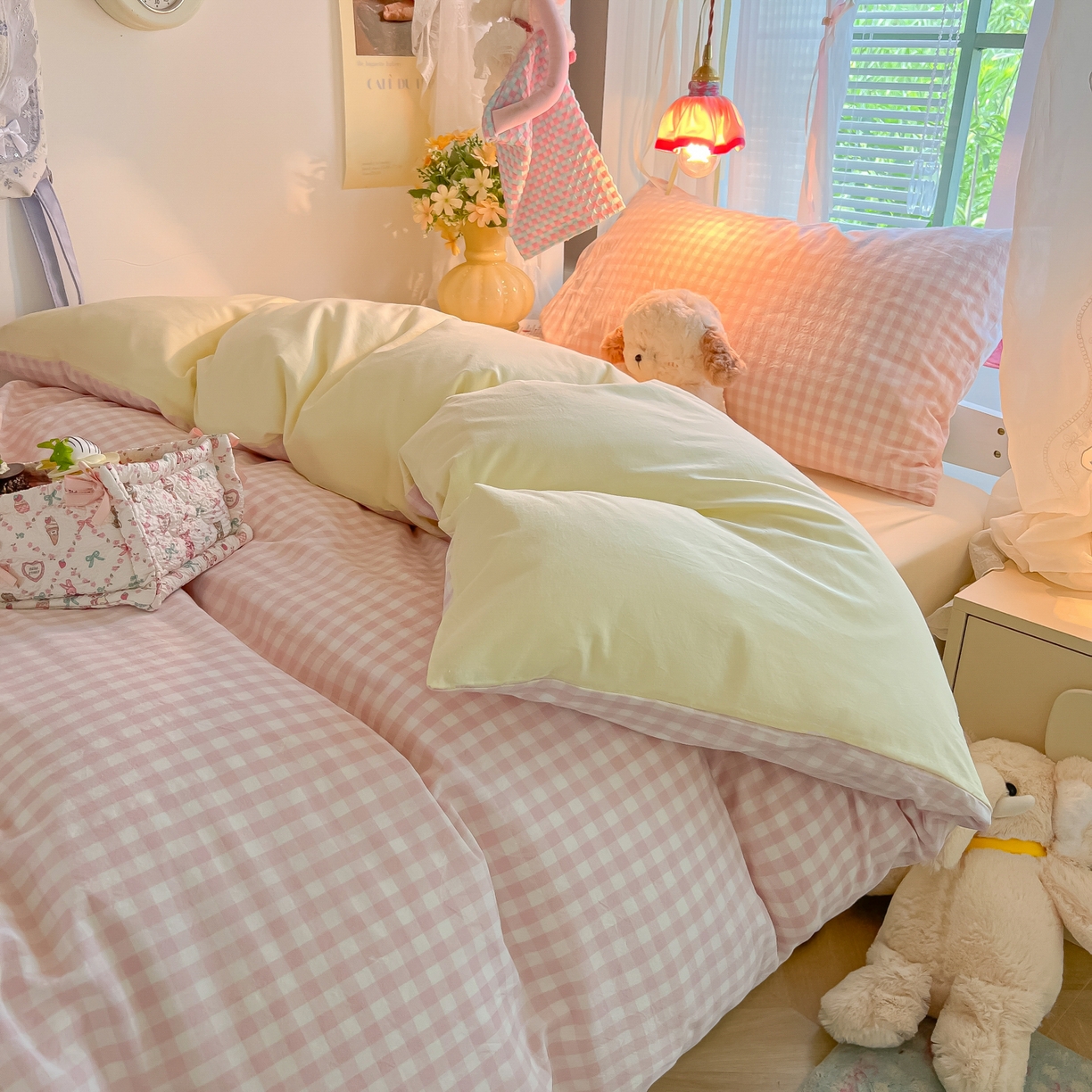 91家纺网 家纺一手货源 找家纺 （总）盼季家纺 2025新款奶油风小清新学生宿舍床上三件套寝室上下铺床单被套床笠三件套