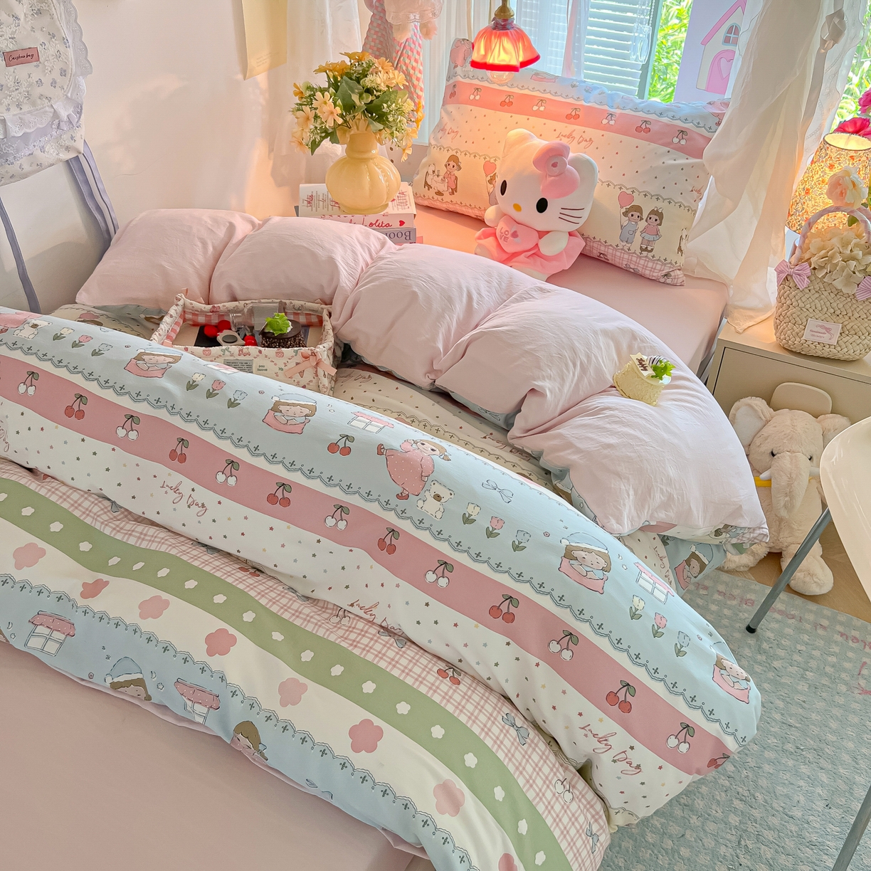 91家纺网 家纺一手货源 找家纺 盼季家纺 2025新款奶油风小清新学生宿舍床上三件套寝室上下铺床单被套床笠三件套 简单款-闺蜜