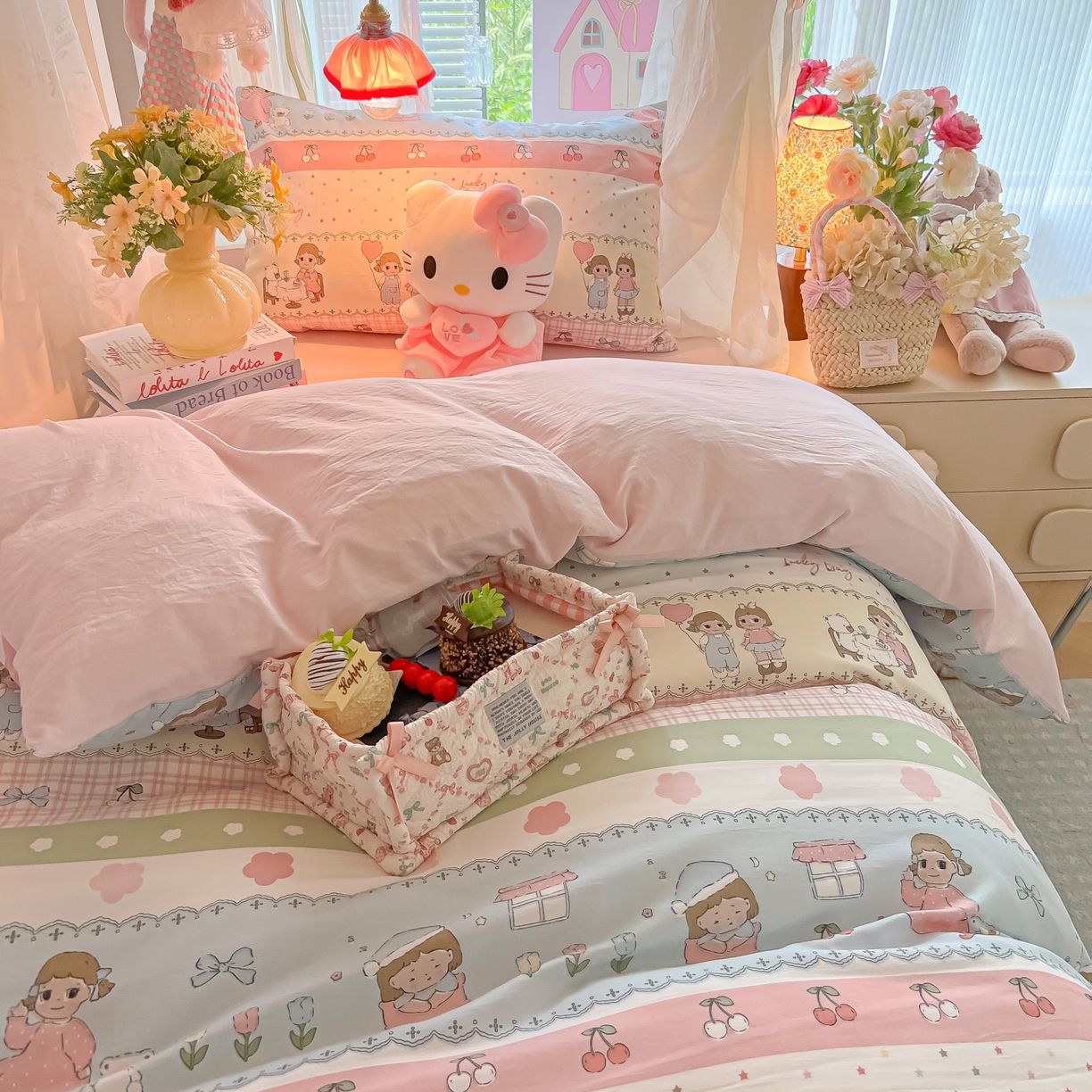 91家纺网 家纺一手货源 找家纺 盼季家纺 2025新款奶油风小清新学生宿舍床上三件套寝室上下铺床单被套床笠三件套 简单款-闺蜜