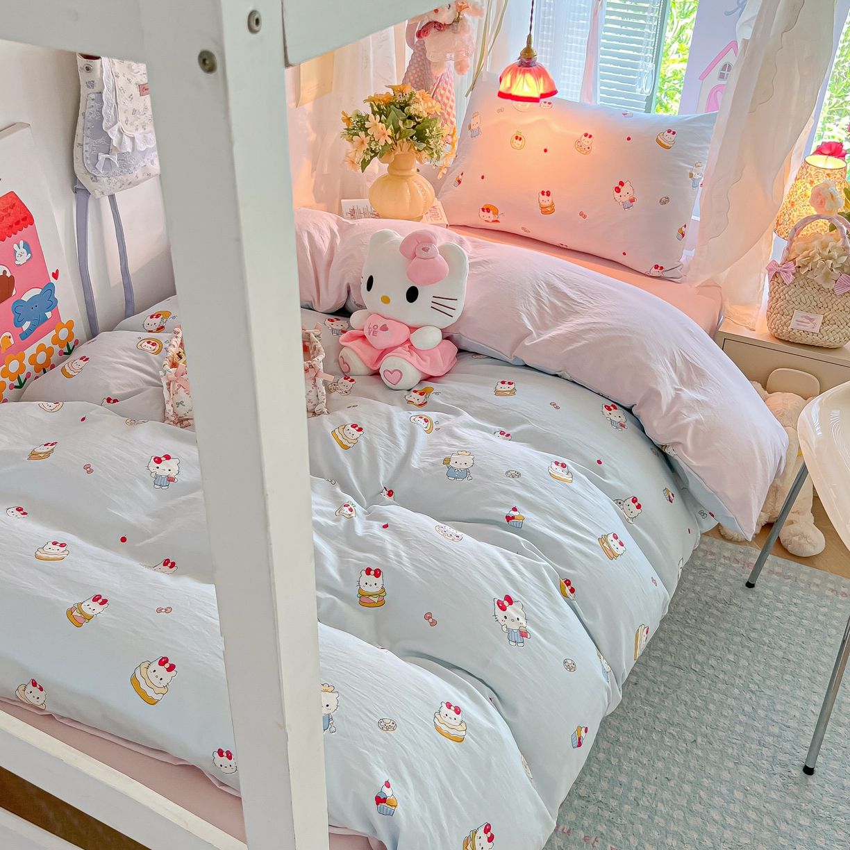 91家纺网 家纺一手货源 找家纺 盼季家纺 2025新款奶油风小清新学生宿舍床上三件套寝室上下铺床单被套床笠三件套 简单款-猫咪蛋糕酱