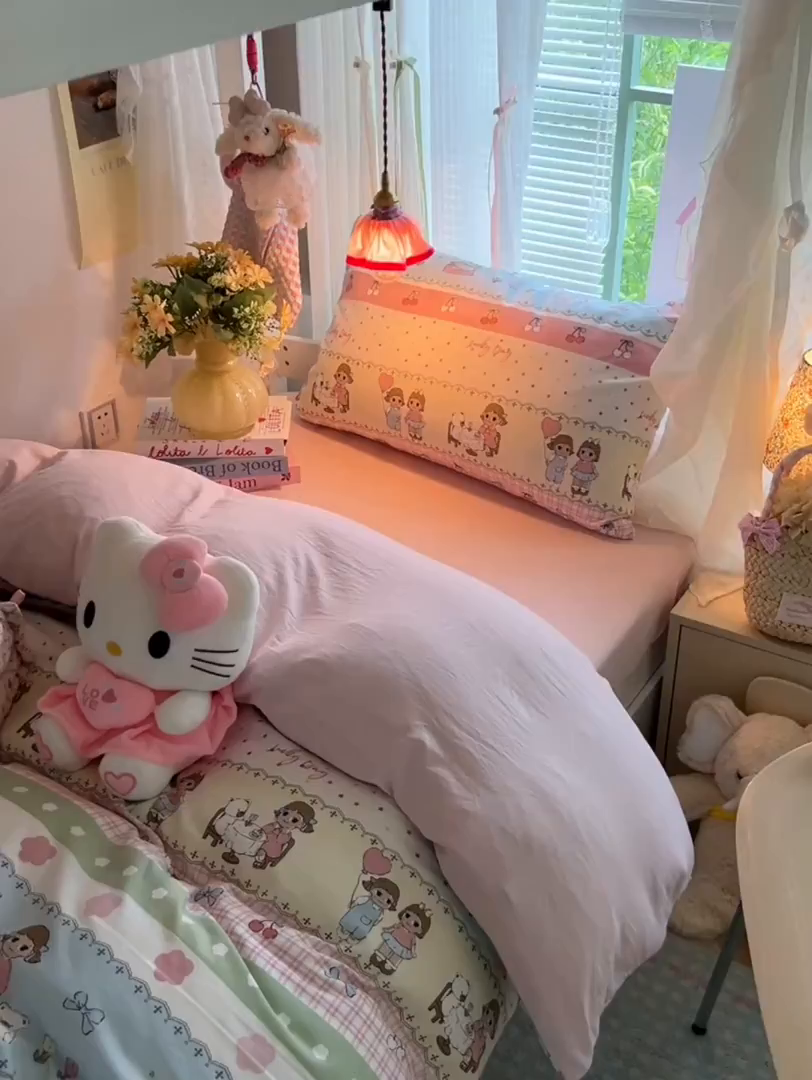 91家纺网 家纺一手货源 找家纺 盼季家纺 2025新款奶油风小清新学生宿舍床上三件套寝室上下铺床单被套床笠三件套 简单款-闺蜜