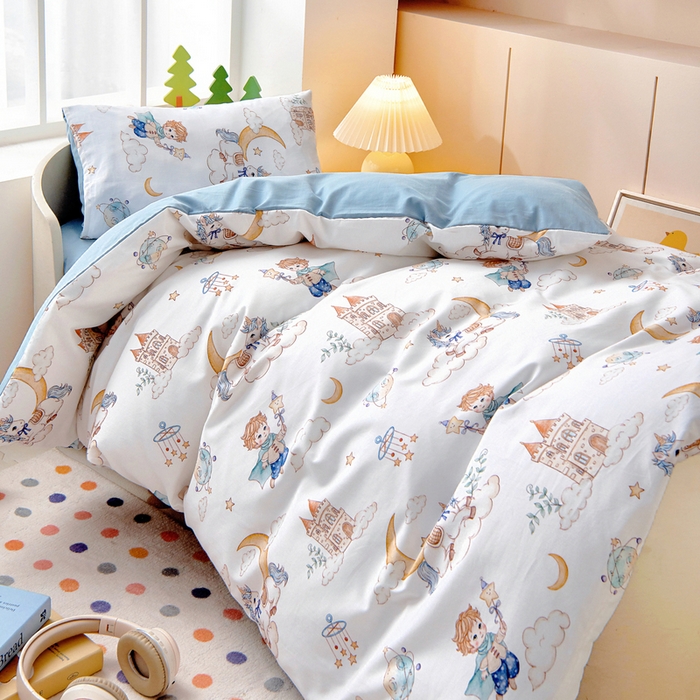 91家纺网 家纺一手货源 找家纺 （总）梵赫 2025新款纯棉A类50*50数码卡通小版婴童套件幼儿园三件套