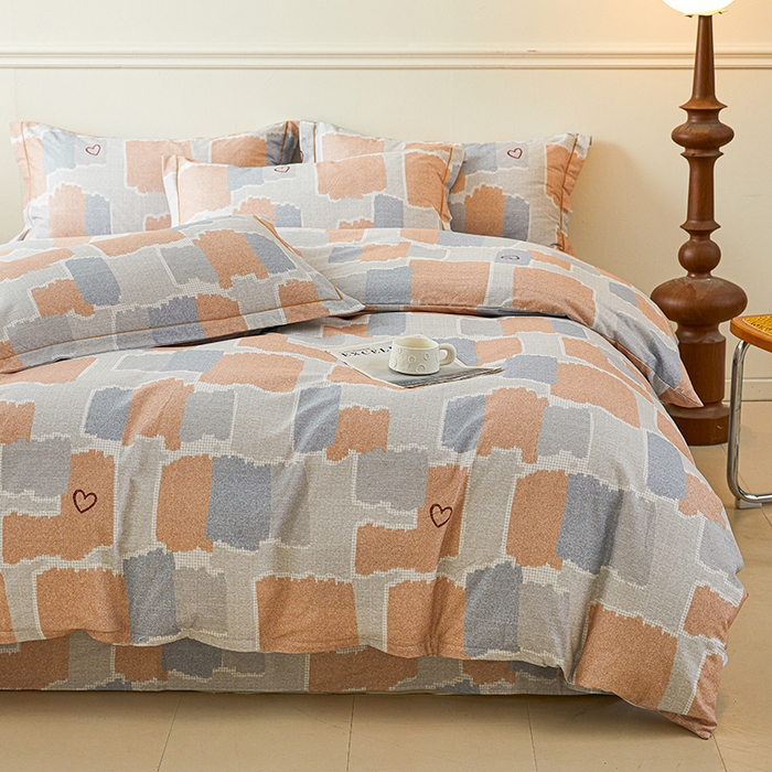 91家纺网 家纺一手货源 找家纺 名优家纺 2025新款全棉纯棉磨毛数码印花四件套 安格斯-粉