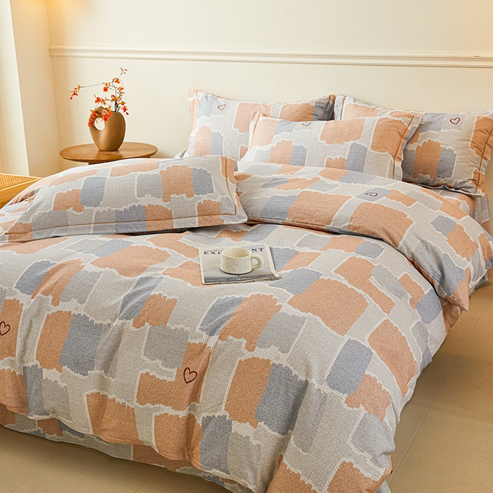 91家纺网 家纺一手货源 找家纺 名优家纺 2025新款全棉纯棉磨毛数码印花四件套 安格斯-粉