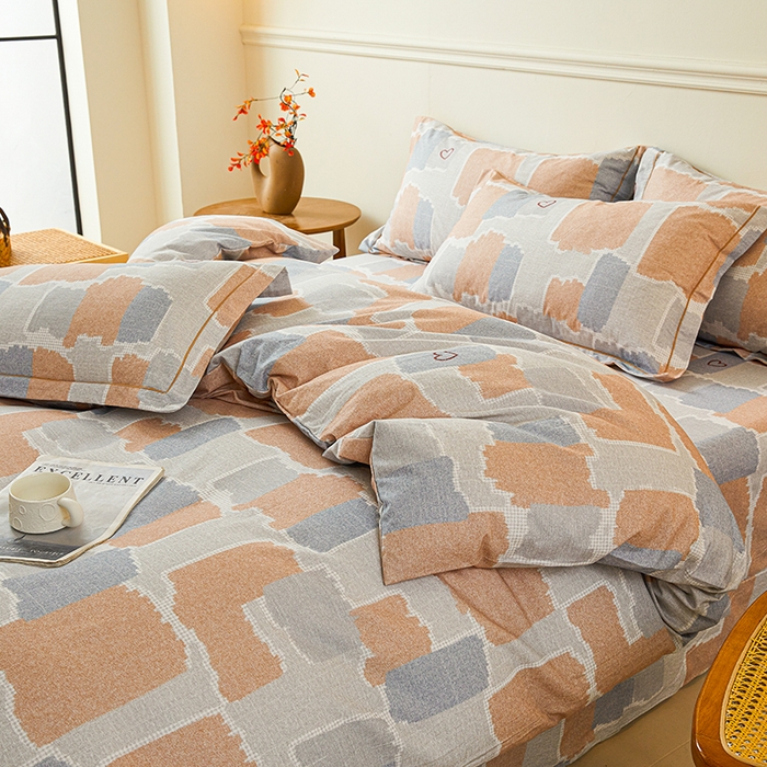 91家纺网 家纺一手货源 找家纺 名优家纺 2025新款全棉纯棉磨毛数码印花四件套 安格斯-粉