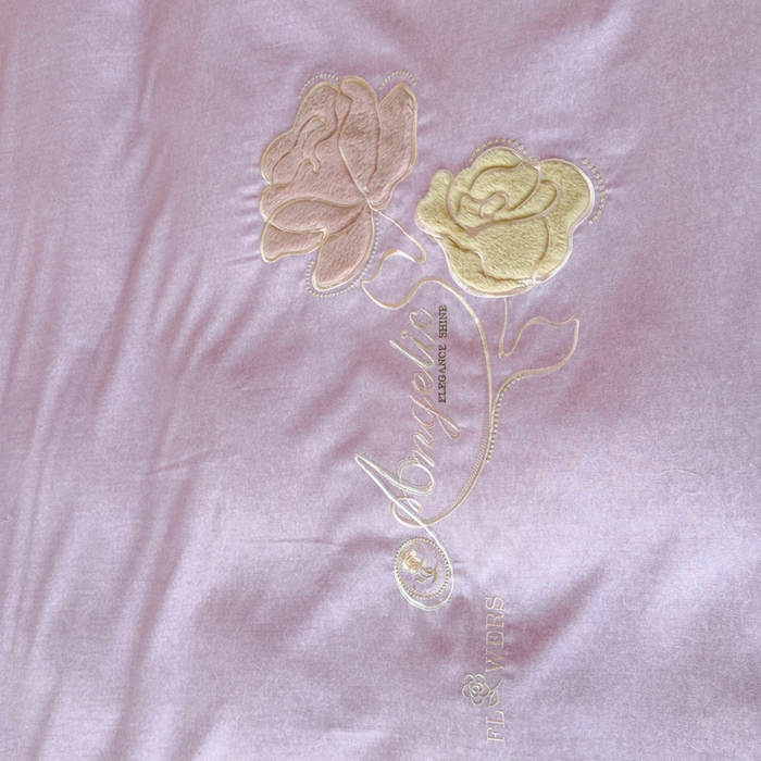 91家纺网 家纺一手货源 找家纺 江南春家纺 [雅—轻绒]2025全棉高支高密立体刺绣生态磨毛加绒四件套 玫瑰物语-极光紫