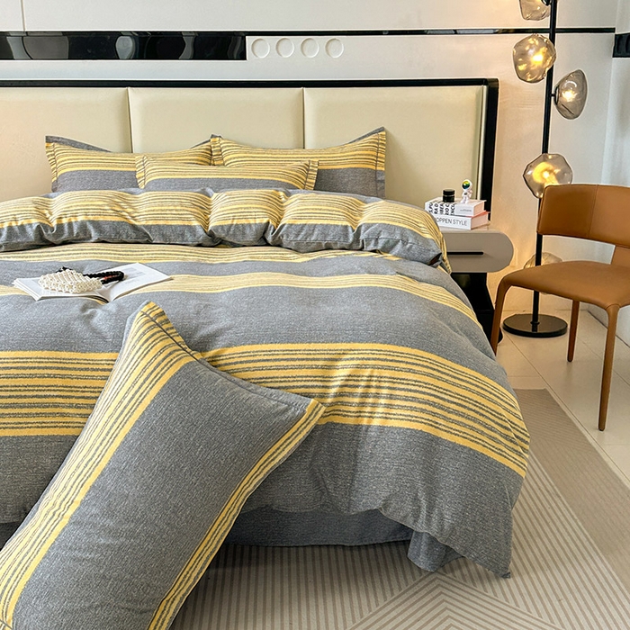 91家纺网 家纺一手货源 找家纺 名优家纺 2025新款全棉纯棉磨毛数码印花四件套 戴森-黄