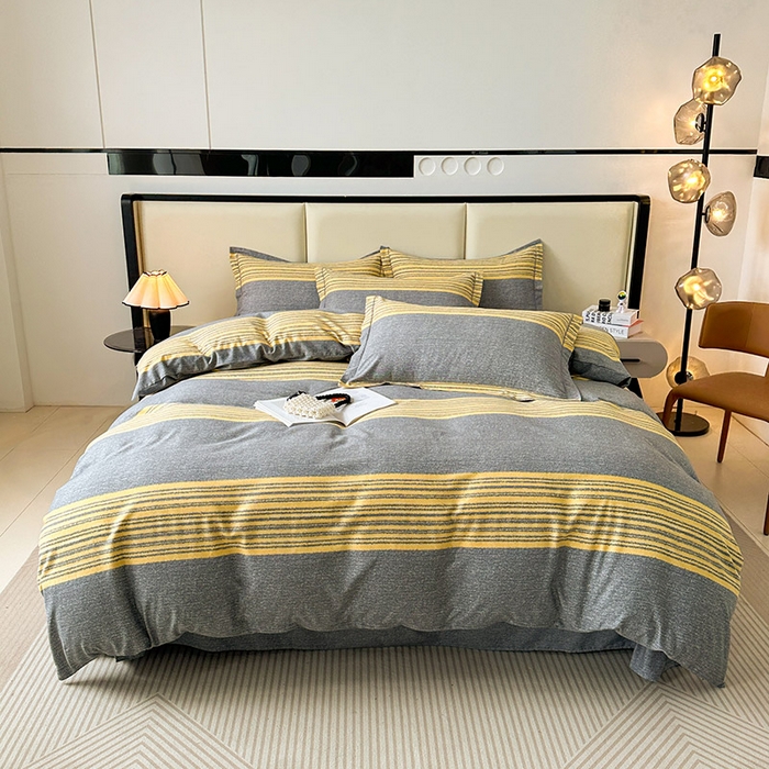 91家纺网 家纺一手货源 找家纺 名优家纺 2025新款全棉纯棉磨毛数码印花四件套 戴森-黄