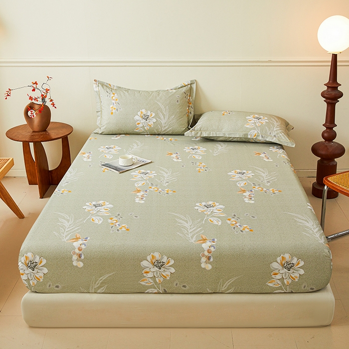 91家纺网 家纺一手货源 找家纺 名优家纺 2025新款全棉纯棉磨毛数码印花四件套 芙语-绿