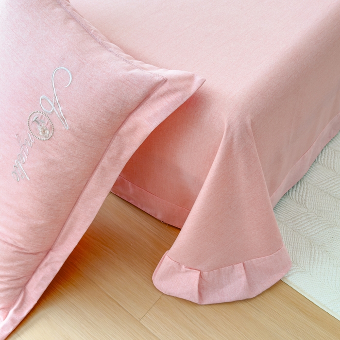 91家纺网 家纺一手货源 找家纺 江南春家纺 [雅—轻绒]2025全棉高支高密立体刺绣生态磨毛加绒四件套 玫瑰物语-绮丽粉