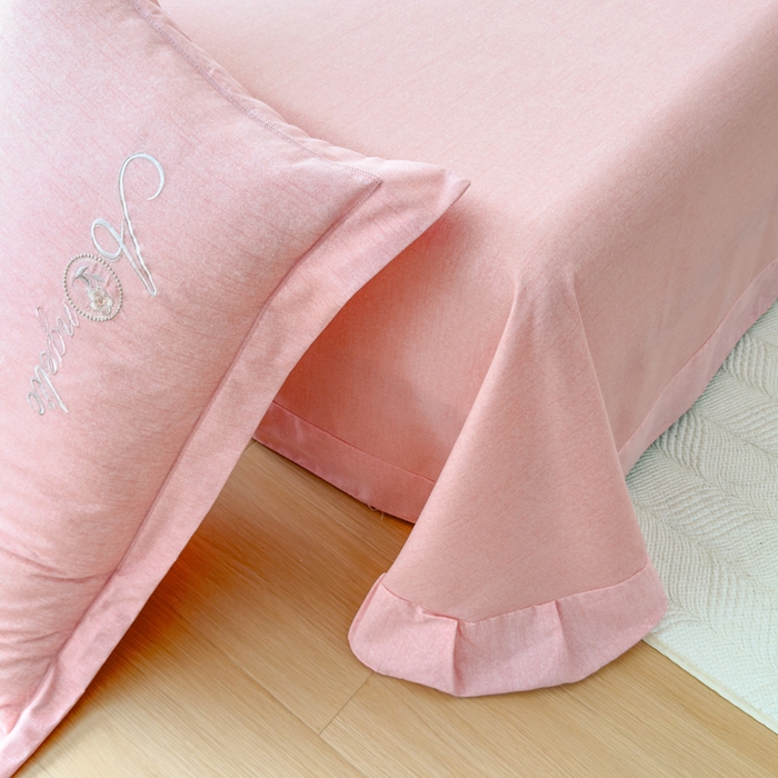 91家纺网 家纺一手货源 找家纺 江南春家纺 [雅—轻绒]2025全棉高支高密立体刺绣生态磨毛加绒四件套 玫瑰物语-绮丽粉