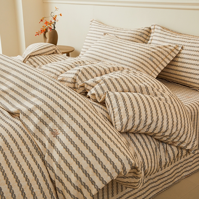 名优家纺 2025新款全棉纯棉磨毛数码印花四件套 古里-咖