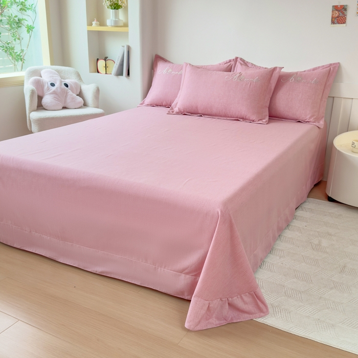 91家纺网 家纺一手货源 找家纺 江南春家纺 [雅—轻绒]2025全棉高支高密立体刺绣生态磨毛加绒四件套 玫瑰物语-丝绒豆沙