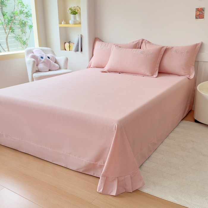 91家纺网 家纺一手货源 找家纺 江南春家纺 [雅—轻绒]2025全棉高支高密立体刺绣生态磨毛加绒四件套 玫瑰物语-珍珠砂