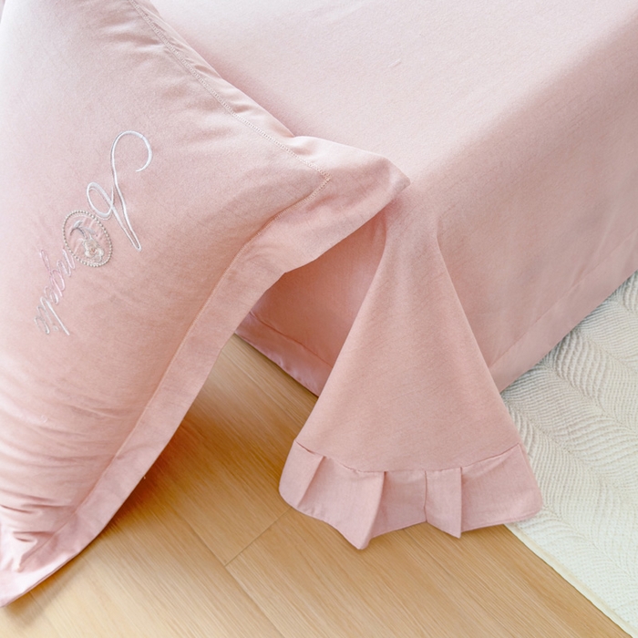 91家纺网 家纺一手货源 找家纺 江南春家纺 [雅—轻绒]2025全棉高支高密立体刺绣生态磨毛加绒四件套 玫瑰物语-珍珠砂