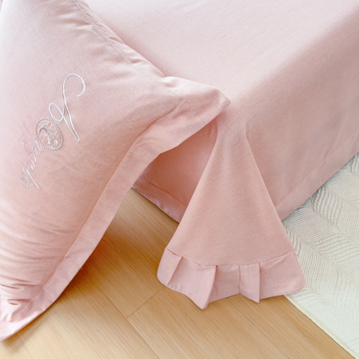 91家纺网 家纺一手货源 找家纺 江南春家纺 [雅—轻绒]2025全棉高支高密立体刺绣生态磨毛加绒四件套 玫瑰物语-珍珠砂