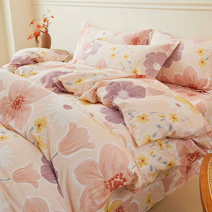 名优家纺 2025新款全棉纯棉磨毛数码印花四件套 锦卉