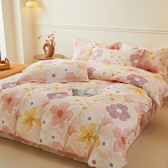 91家纺网 家纺一手货源 找家纺 名优家纺 2025新款全棉纯棉磨毛数码印花四件套 锦卉