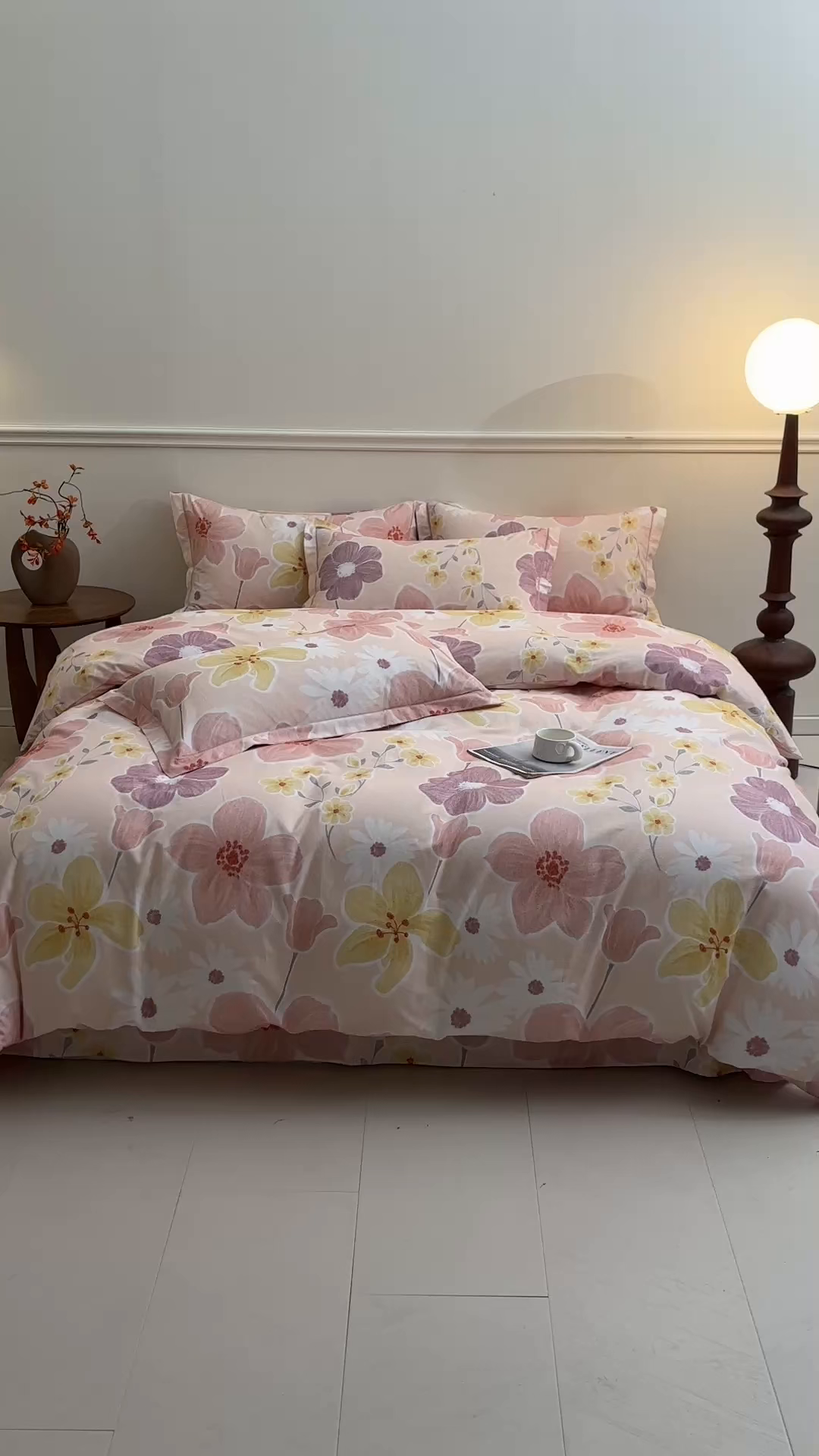 91家纺网 家纺一手货源 找家纺 名优家纺 2025新款全棉纯棉磨毛数码印花四件套 锦卉