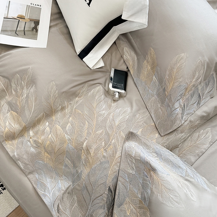 91家纺网 家纺一手货源 找家纺 星蕴家纺 2025新款长绒棉四件套 绅士灰