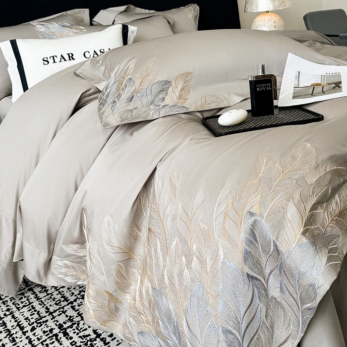 91家纺网 家纺一手货源 找家纺 星蕴家纺 2025新款长绒棉四件套 绅士灰