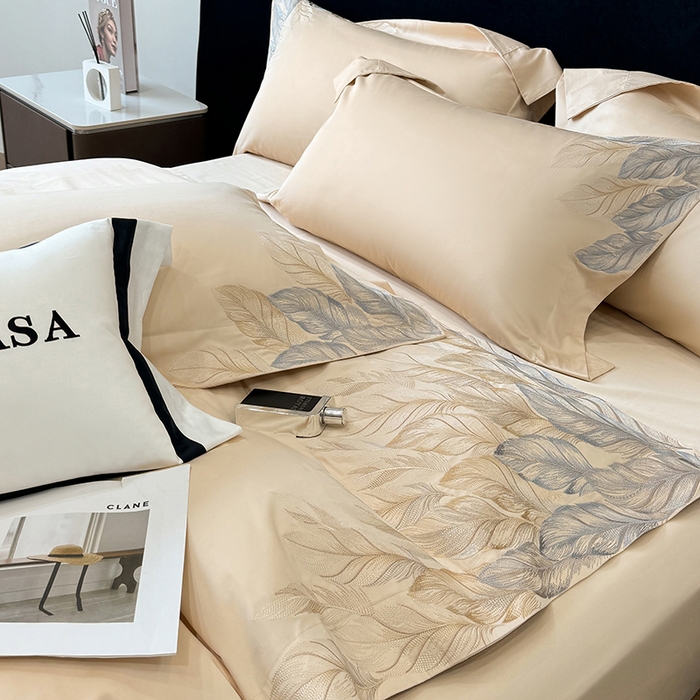 91家纺网 家纺一手货源 找家纺 星蕴家纺 2025新款长绒棉四件套 香槟色