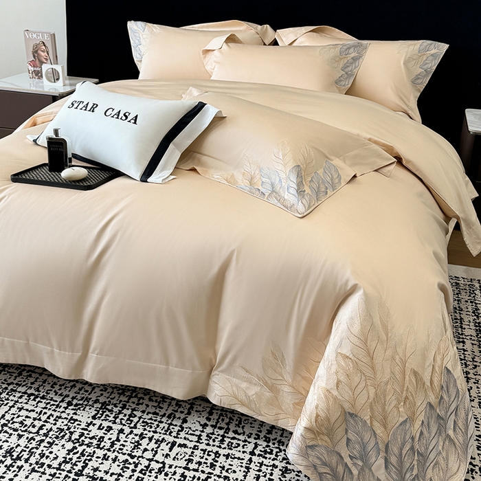 91家纺网 家纺一手货源 找家纺 星蕴家纺 2025新款长绒棉四件套 香槟色