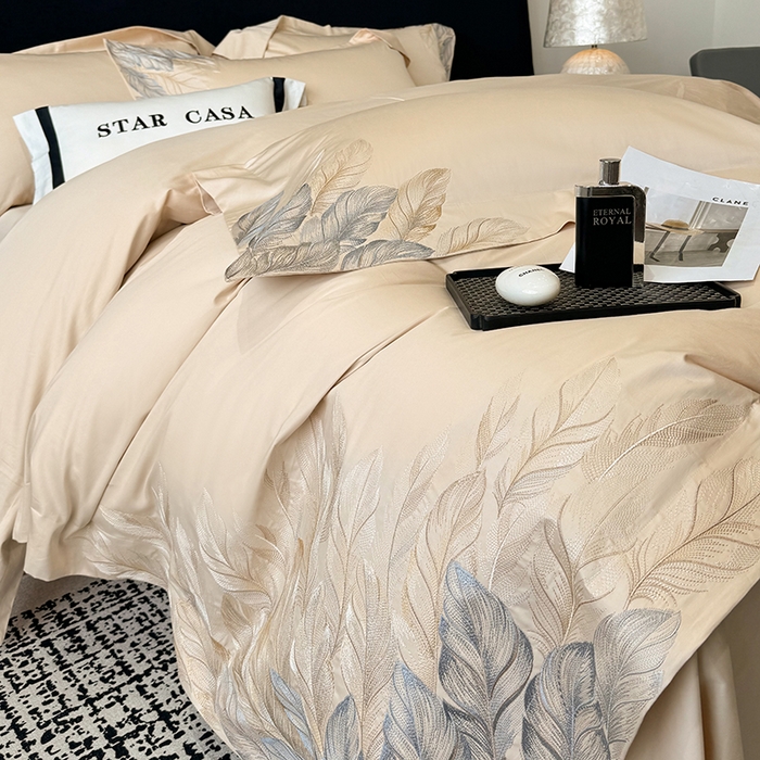 91家纺网 家纺一手货源 找家纺 星蕴家纺 2025新款长绒棉四件套 香槟色