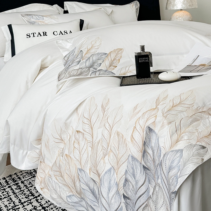 91家纺网 家纺一手货源 找家纺 星蕴家纺 2025新款长绒棉四件套 象牙白