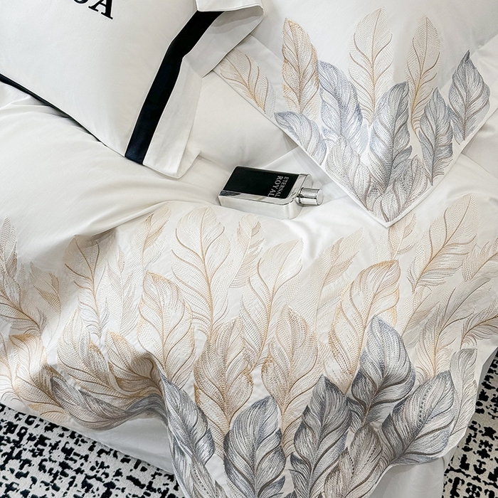 91家纺网 家纺一手货源 找家纺 星蕴家纺 2025新款长绒棉四件套 象牙白