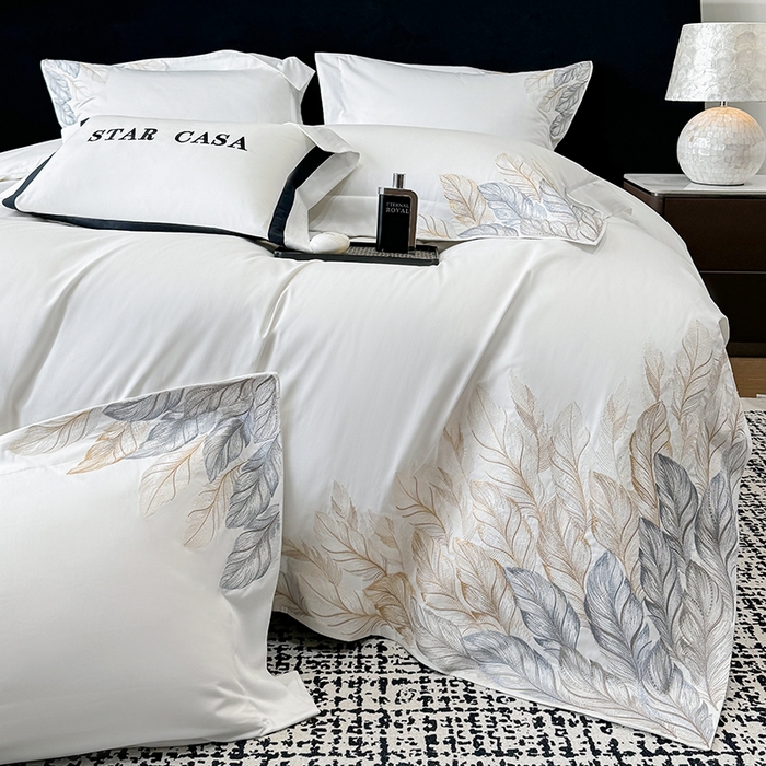 91家纺网 家纺一手货源 找家纺 星蕴家纺 2025新款长绒棉四件套 象牙白