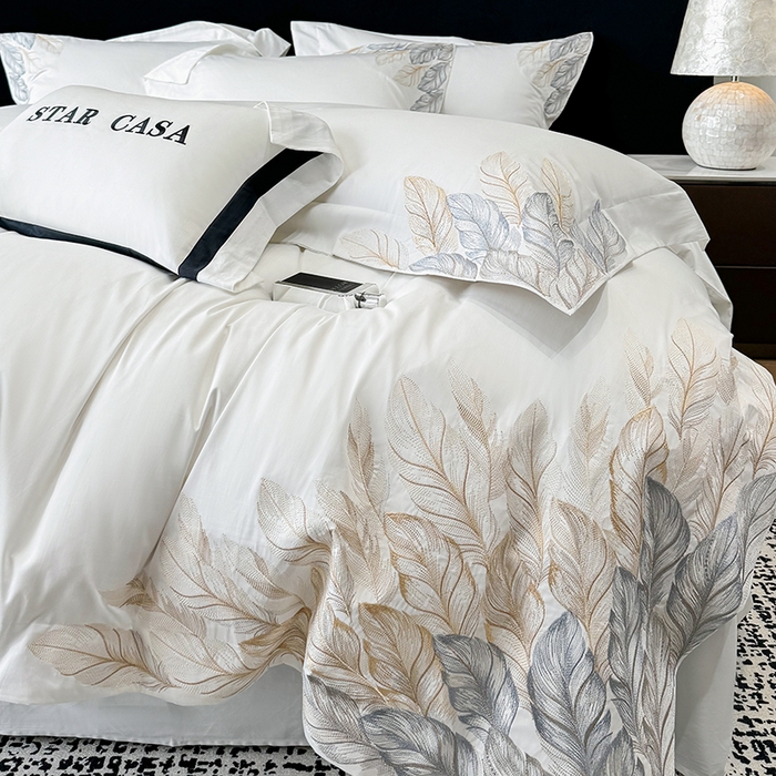 91家纺网 家纺一手货源 找家纺 星蕴家纺 2025新款长绒棉四件套 象牙白