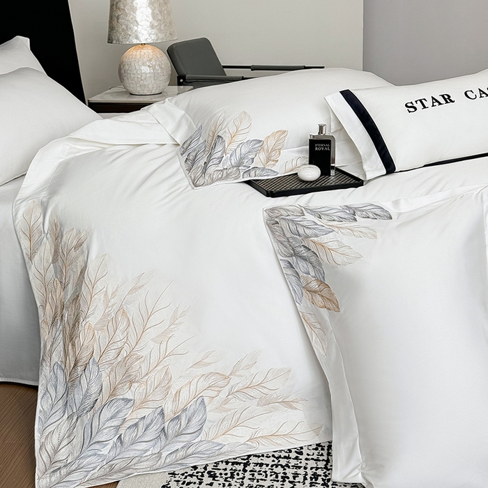 91家纺网 家纺一手货源 找家纺 星蕴家纺 2025新款长绒棉四件套 象牙白