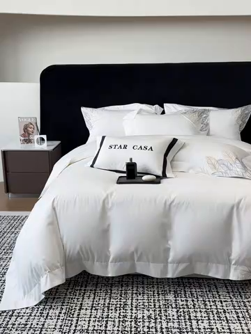 91家纺网 家纺一手货源 找家纺 星蕴家纺 2025新款长绒棉四件套 象牙白