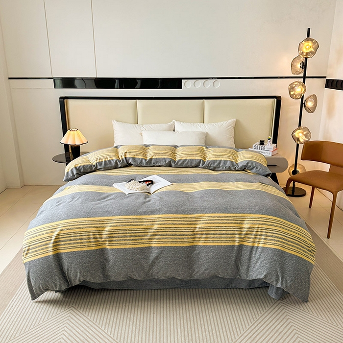 名优家纺 2025新款全棉纯棉磨毛数码印花单被套单品被套被套单件 戴森-黄