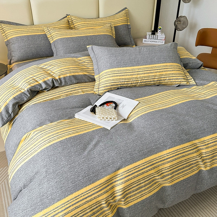 91家纺网 家纺一手货源 找家纺 名优家纺 2025新款全棉纯棉磨毛数码印花单被套单品被套被套单件 戴森-黄