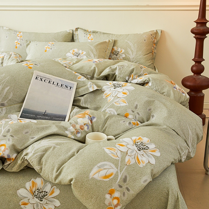 91家纺网 家纺一手货源 找家纺 名优家纺 2025新款全棉纯棉磨毛数码印花单被套单品被套被套单件 芙语-绿