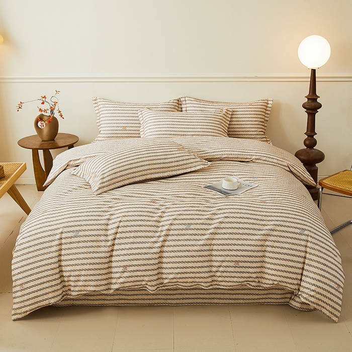 名优家纺 2025新款全棉纯棉磨毛数码印花单被套单品被套被套单件 古里-咖