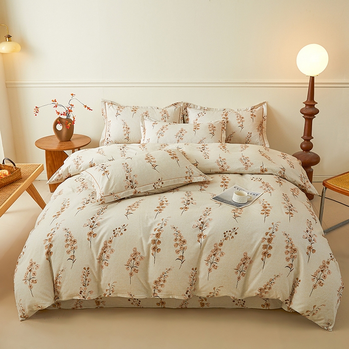 名优家纺 2025新款全棉纯棉磨毛数码印花单被套单品被套被套单件 静婉-咖