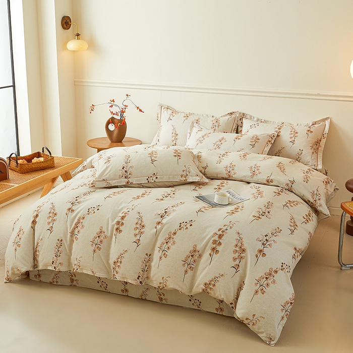 91家纺网 家纺一手货源 找家纺 名优家纺 2025新款全棉纯棉磨毛数码印花单被套单品被套被套单件 静婉-咖