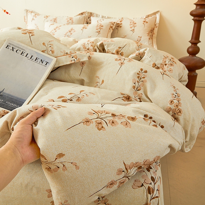 91家纺网 家纺一手货源 找家纺 名优家纺 2025新款全棉纯棉磨毛数码印花单被套单品被套被套单件 静婉-咖