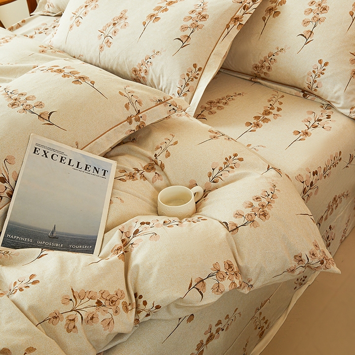 91家纺网 家纺一手货源 找家纺 名优家纺 2025新款全棉纯棉磨毛数码印花单被套单品被套被套单件 静婉-咖