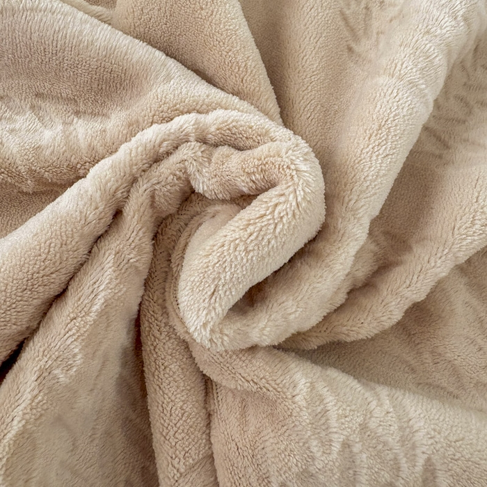 91家纺网 家纺一手货源 找家纺 潮邦创意家居 2025雕花牛奶绒压线毛毯-柔缦雕花 柔缦雕花-玉色