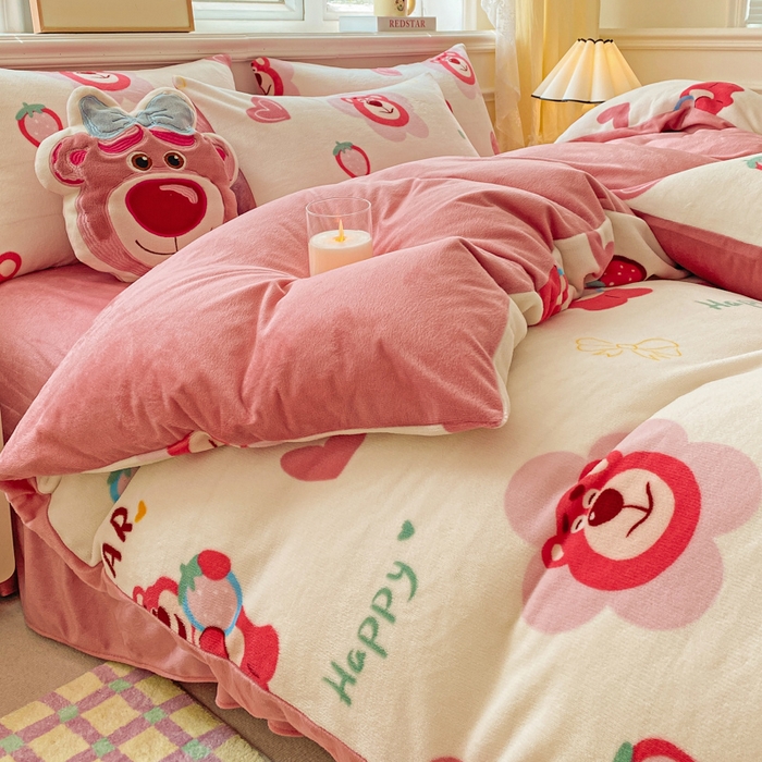 91家纺网 家纺一手货源 找家纺 （总）斯卡诺2025新款直播轻奢爆款小清新牛奶宝宝绒四件套