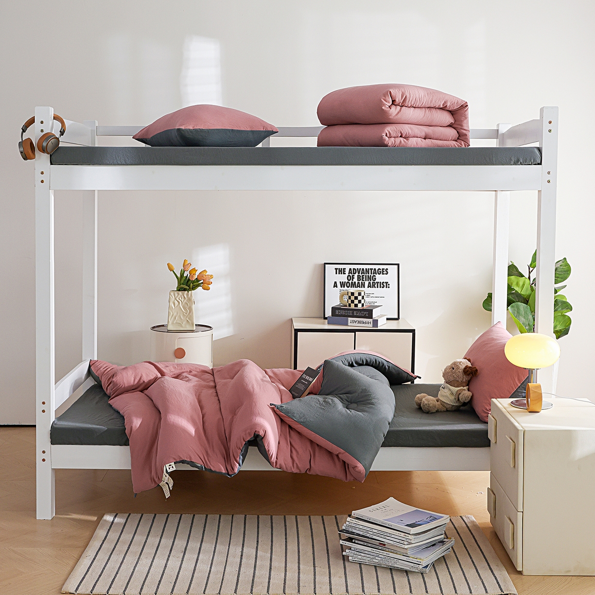 91家纺网 家纺一手货源 找家纺 益多眠 2026新款双拼云朵被被子被芯 双拼系列-豆沙+深灰