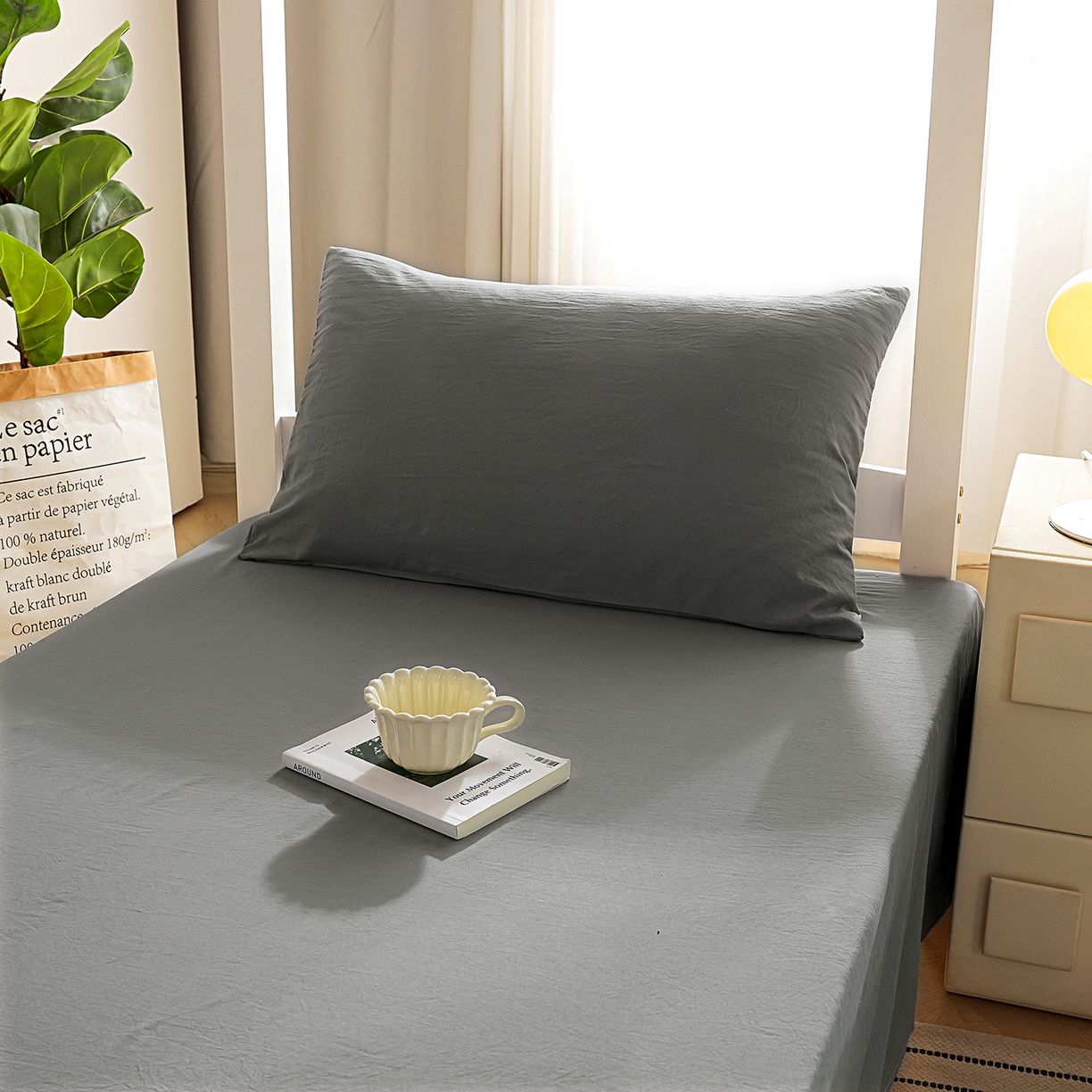 91家纺网 家纺一手货源 找家纺 益多眠 2026新款双拼云朵被被子被芯 双拼系列-烟灰