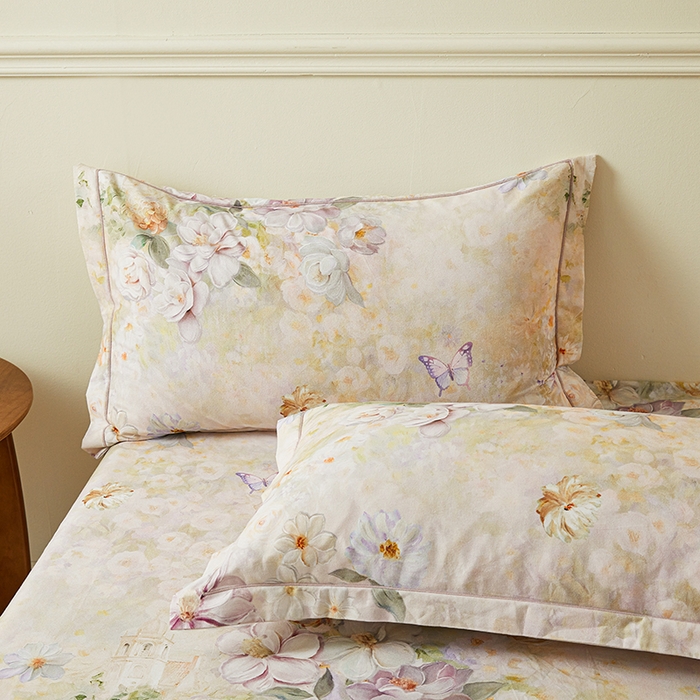 名优家纺 2025新款100%全棉纯棉磨毛数码印花枕套单品枕套单件单枕套 沐风-紫